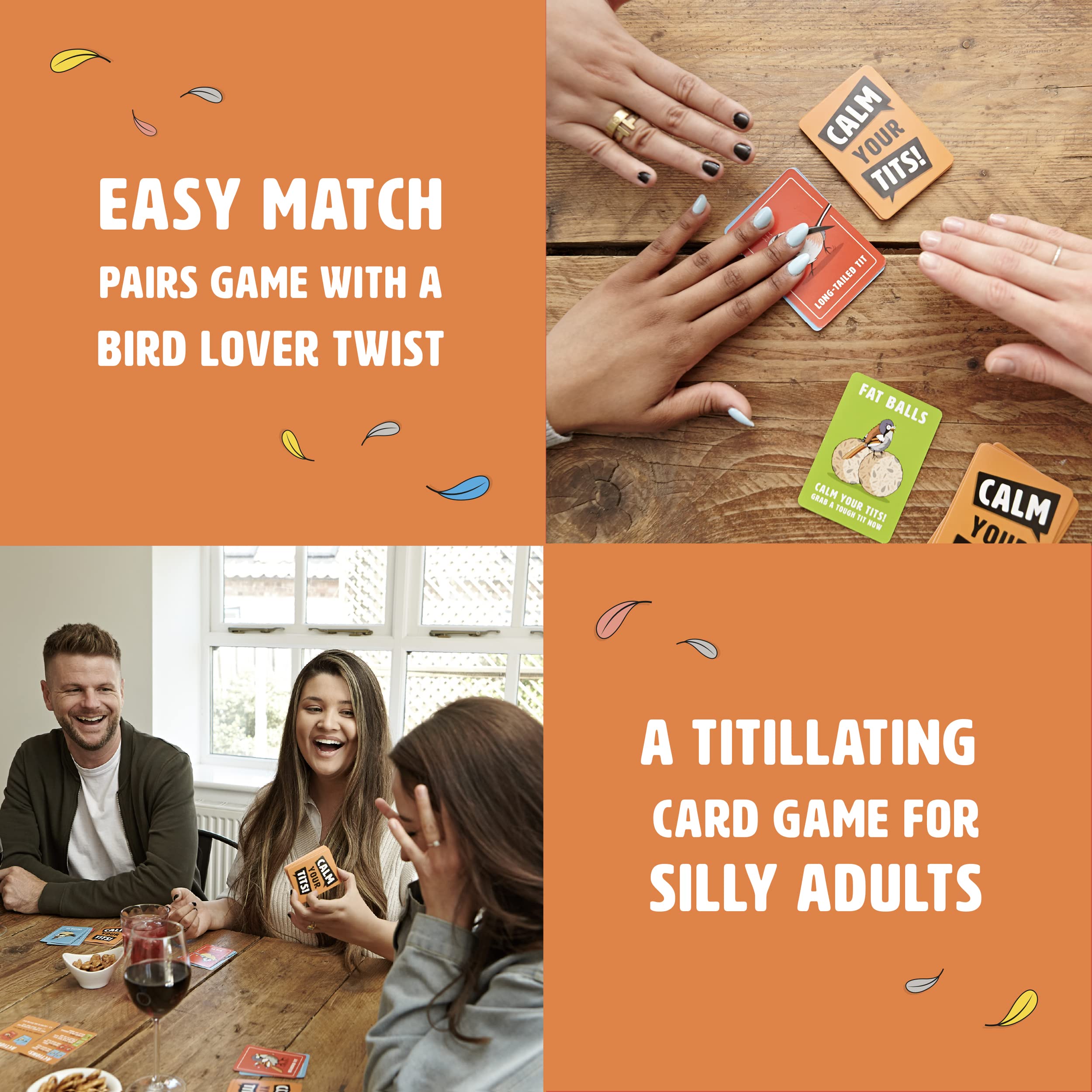 Ginger Fox Calm Your Birds Silly Card Game   Laugh-Out-Loud Adult Fun With Friends At Party Games Night   Matching Pairs Play For Grown-Ups Based On Funny Nature Names   3and Players, Aged 16and Years