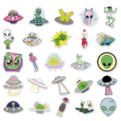 LYLSDSB Alien Stickers 50 Pcs Space UFO Stickers for Laptop Skateboard Car Bike Water Bottle Hydro flask Scrapbook Bumper Luggage,Cool Cartoon Waterproof Stickers for Kids Teens