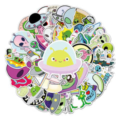 LYLSDSB Alien Stickers 50 Pcs Space UFO Stickers for Laptop Skateboard Car Bike Water Bottle Hydro flask Scrapbook Bumper Luggage,Cool Cartoon Waterproof Stickers for Kids Teens