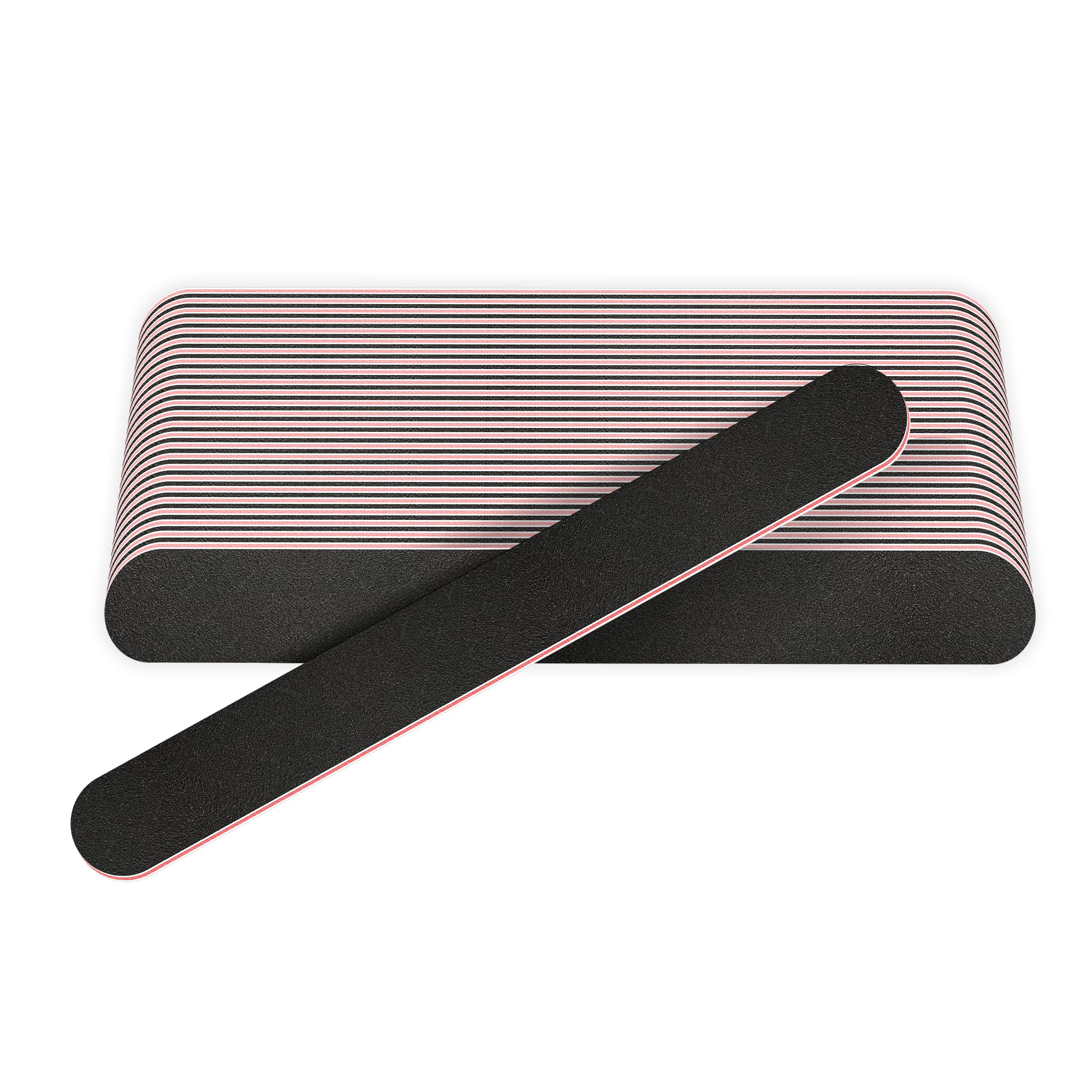 Stadux 12 PCs Professional Nail Files Double Sided Emery Boards 100/180 Grit, Fingernail Files for Natural/False Nails, Nail Styling Set for Home and Salon Use - Black