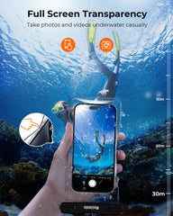 Mojimdo Eccellent 8,00'' Plus Waterproof Phone Pouch, Waterproof Phone Case IPX8/30M Sensitive Touch Underwater Cover, Waterproof Phone Dry Bag Case Compatible with iPhone/Samsung/Xiaomi (BLACKandBLACK)