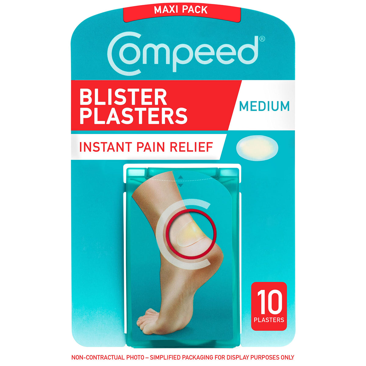 Compeed Medium Size Blister Plasters, Hydrocolloid Plasters, Foot Treatment, Heal fast, Dimensions: 4.2 cm x 6.8 cm, 10 Count (Pack of 1)