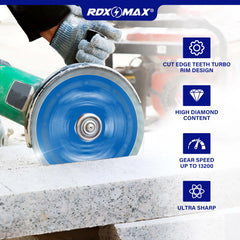 RDXMAX ® 115mm Diamond Cutting Discs for Angle Grinder-Super Thin Fast,Clean Cut on Porcelain,Granite,Marble,Concrete,Tiles,Stones,Bricks & Ceramics-4.5 inches Wheel -Size 115 x2.2 x22.23mm- (2 Pack)