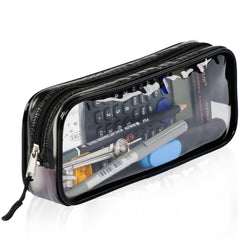 Zamasha Clear Pencil Case Black with Strong Zipper   22x4x9 cm Stylish, Practical and Transparent Pencil Case   Versatile Storage for Stationery, Toiletries, Makeup, Travel & Office Supplies