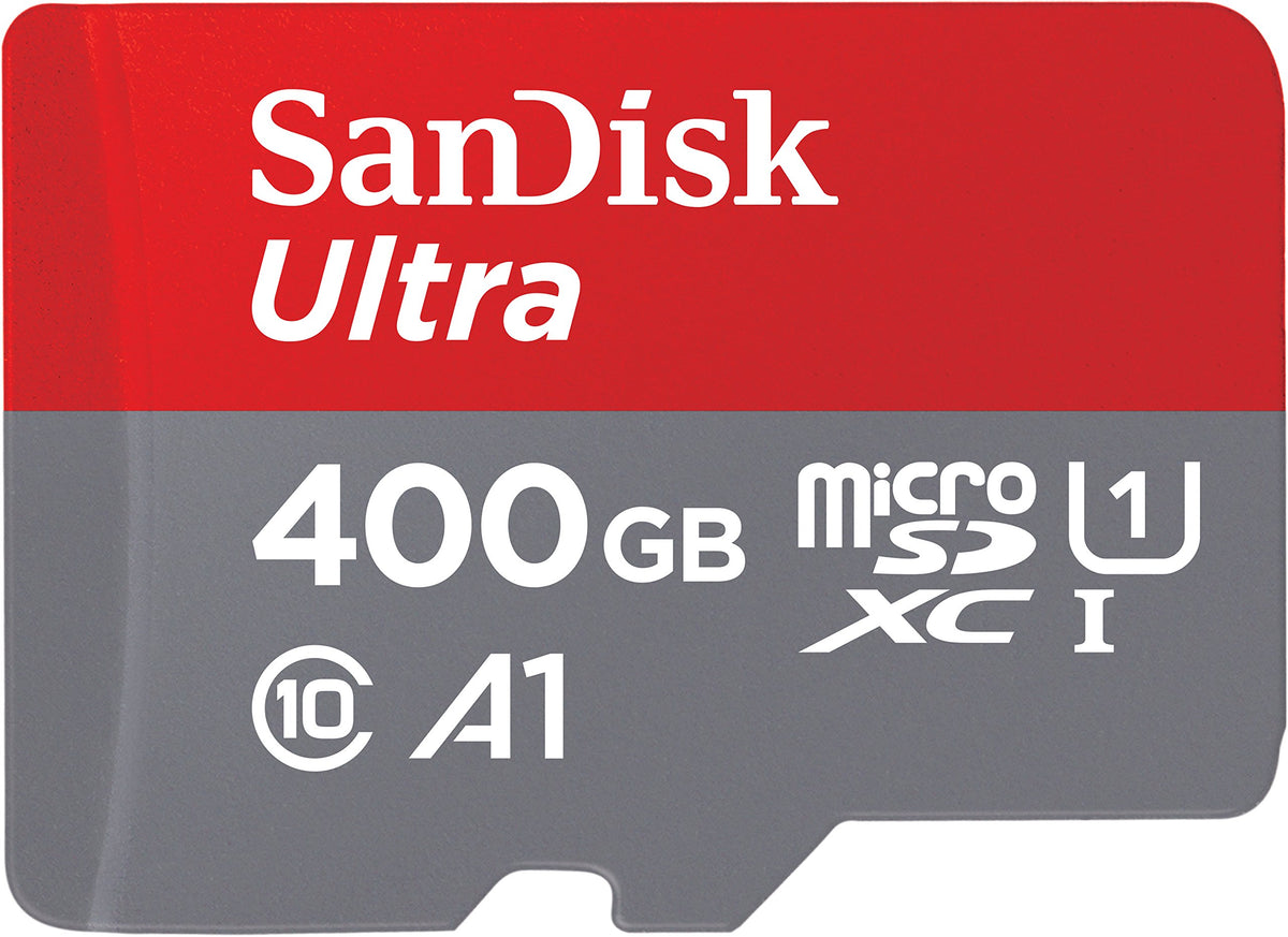 SanDisk Ultra 400GB microSDXC Memory Card and SD Adapter with A1 App Performance Up to 120 MB/s, Class 10, U1, Red/Grey