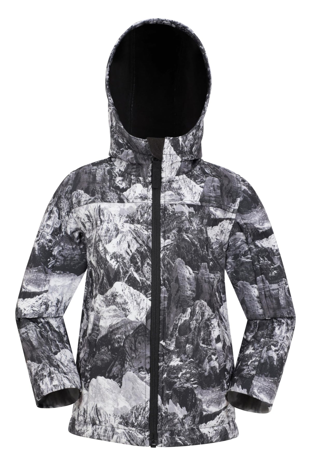 Mountain Warehouse Exodus Kids Softshell Jacket - Breathable, Wind Resistant, Water Resistant & Fleece Lined Coat for Boys & Girls - for Spring Summer, Hiking & Outdoors Monochrome 3-4 Years