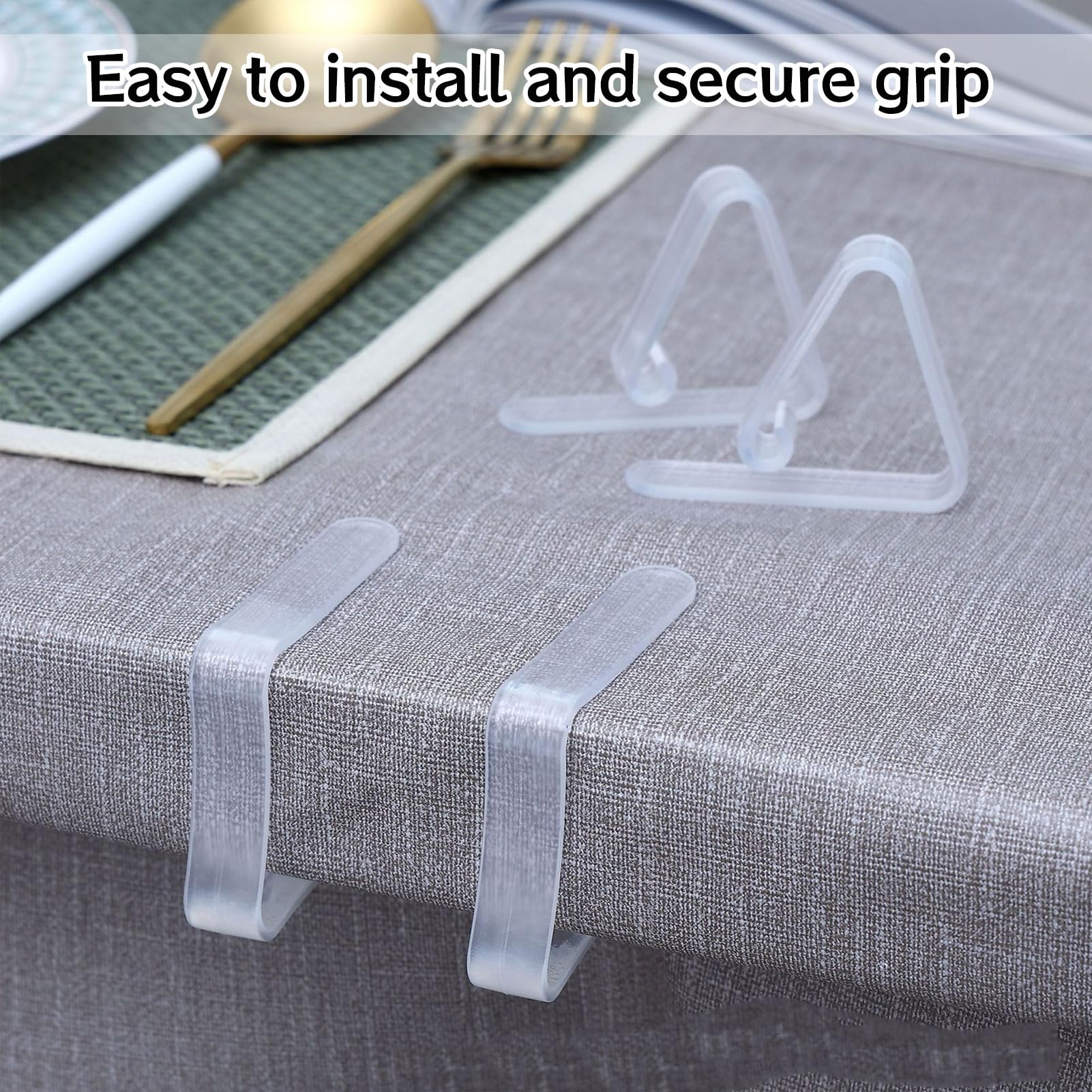 penmol 12PCS Table Cloth Holder Plastic Clips Transparent Tablecloth Fixing Clip Perfect for Indoor and Outdoor Use Table Cloth Clips for Outside Table Sturdy Tablecloth Fixing Clip Set