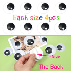 TOAOB 8pcs Wiggle Googly Eyes with Self Adhesive Round Black White Sticky Wobbly Eyes 40mm 50mm Plastic Craft Eyes for DIY Scrapbooking Crafts