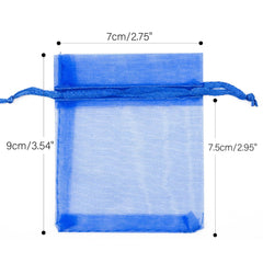 G2PLUS Blue Organza Gift Pouches, 7x9 CM Small Organza Favour Bags, 100 PCS Wedding Jewelry Bags, Clear Mesh Pouches Perfect for Wedding, Christmas, Birthday, Anniversary