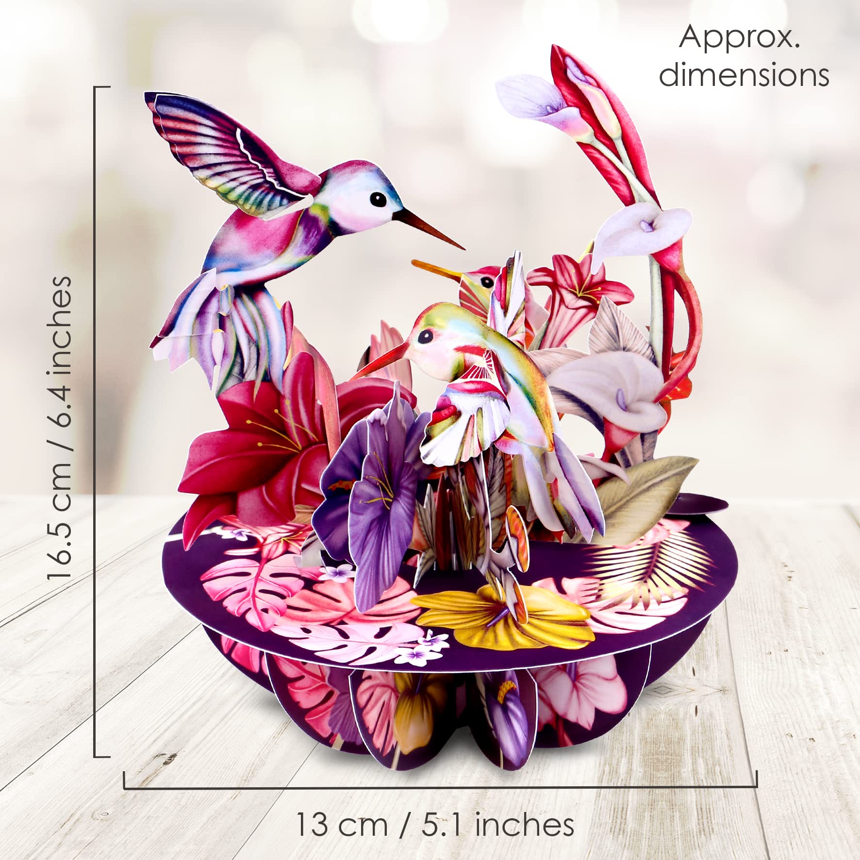 SANTORO Pirouette, 3D Pop Up Greeting Card - Hummingbirds (Blush) - For Her, Him, Mum, Wife, Sister, Daughter, Birthday, Bird Lovers   Thank You Cards For Teacher   Get Well Soon Card