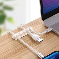 Syncwire Cable Clips Cable Holder [ 5 Pack] Cable Management Multi-Purpose Cable Guide Cable Organiser Set for Desk, Power Cable, USB Charging Cable, Audio Cable, Charging Cables etc. Transparent