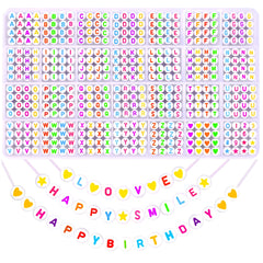 DIYDEC 1400pcs Colorful Letter Beads Kits, A to Z Acrylic Round Spacer Alphabet Beads Heart Star Threading Beads for Bracelets Necklaces DIY Jewelry Making