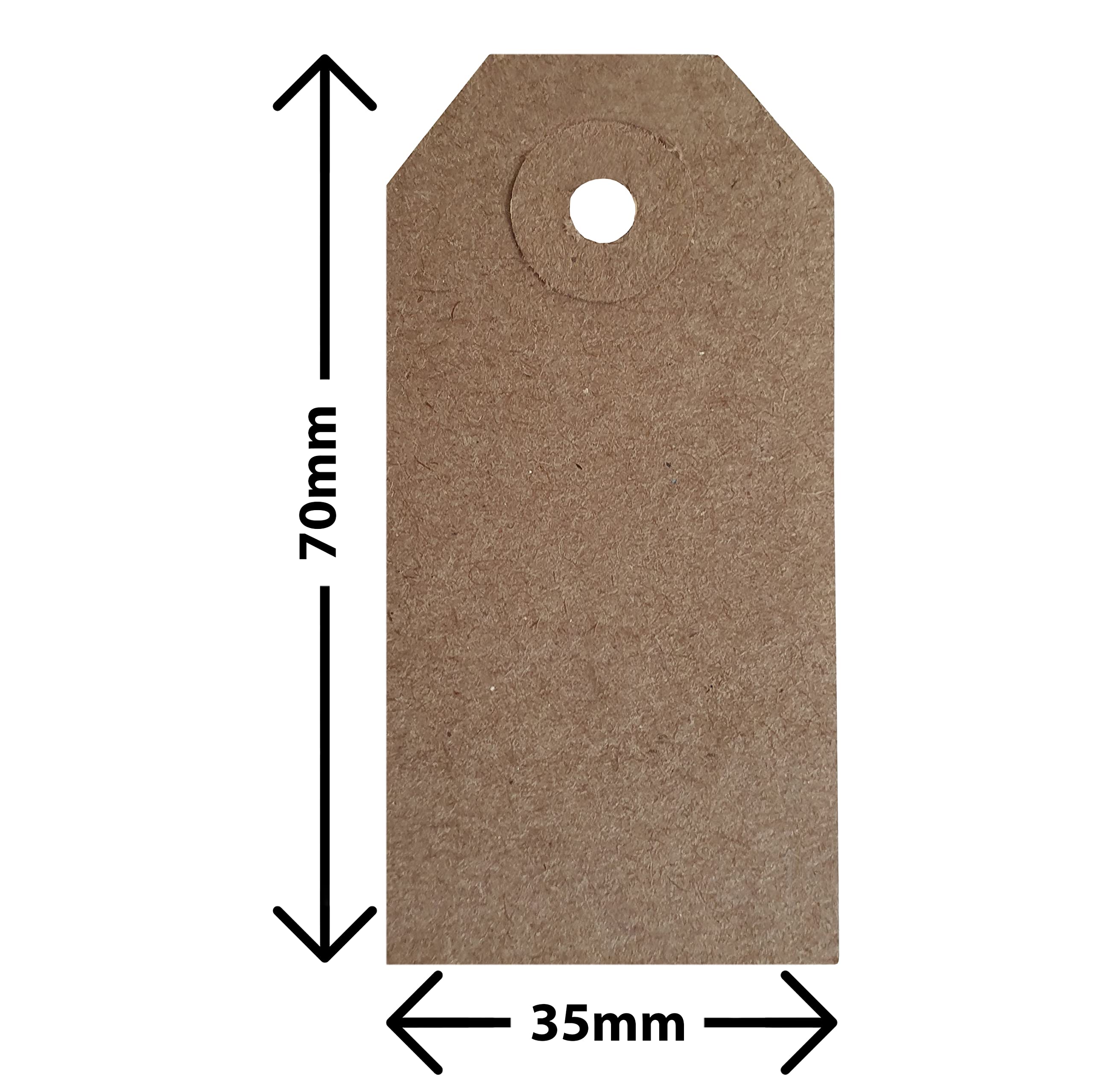 Swift Strung Tags Brown Reinforced Card Clothing Parcel Label String Hanging Gift Swing Tickets Kraft Hang Price Labelling 70mm x 35mm (Pack of 100)