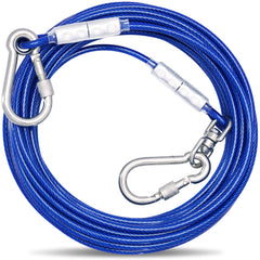 Blue Dog Tie Out Cable Lead With Steel Buckle,3/6/9/15m Dog Runner Cable with Swivel Hook,Dog Leash Run Tether for Yard Outdoor Camping,for Dogs Pets Up to 500 LB（3m）