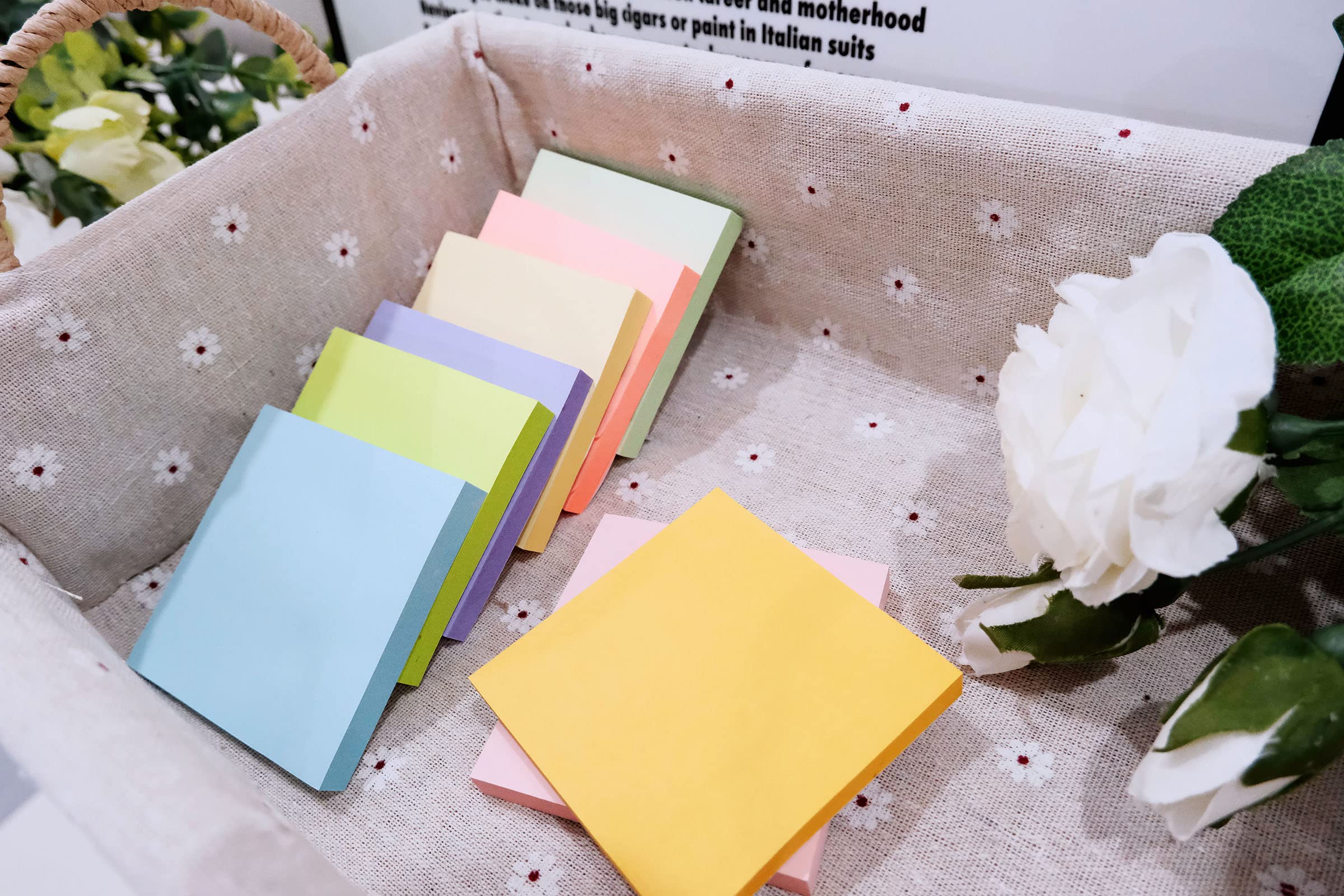 (8 Pack) Sticky Notes 76mm x 76mm, Pastel Colorful Super Sticking Power Memo Post Stickies Square Sticky Notes for Office, Home, School, Meeting, 82 Sheets/pad