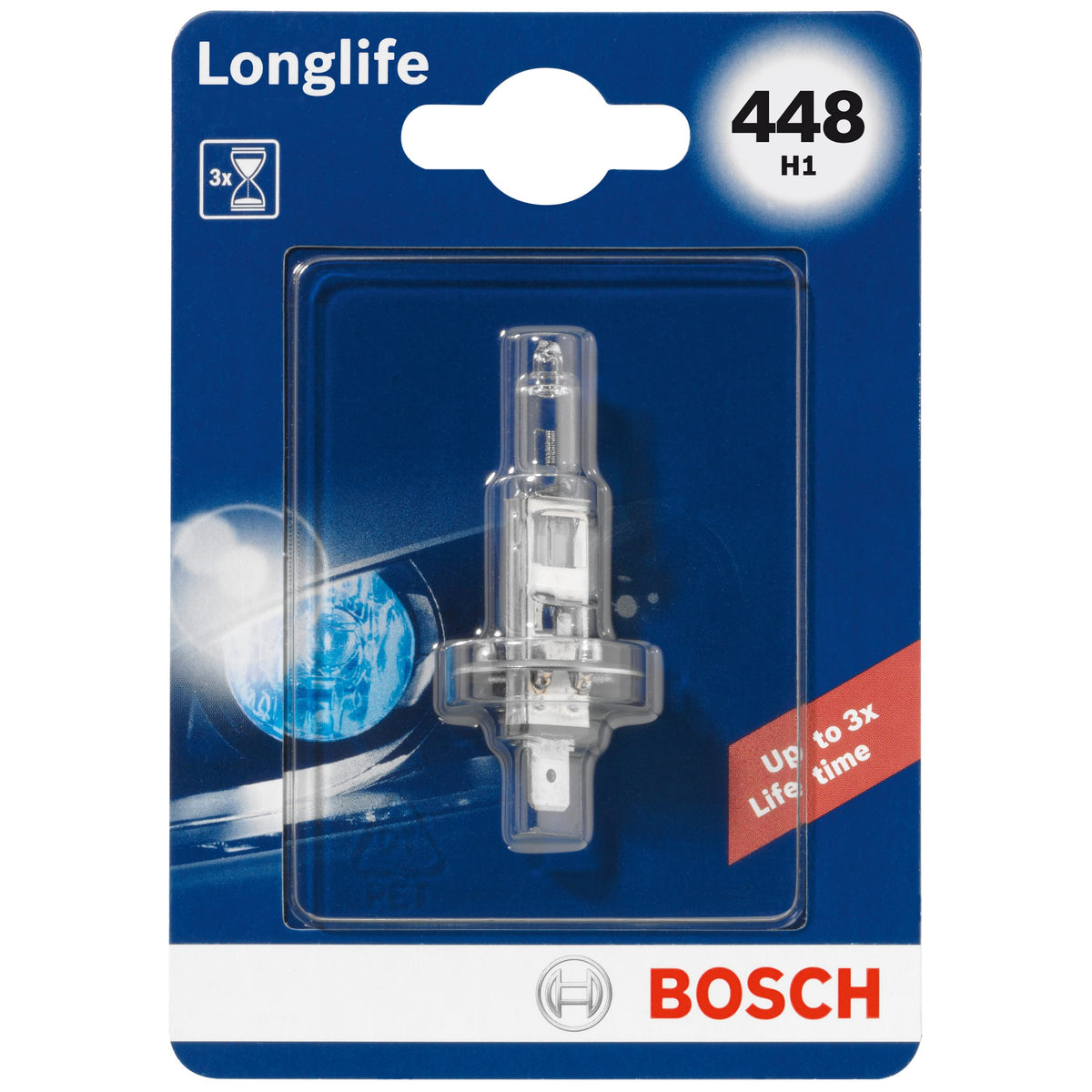 Bosch 448 (H1) Longlife Headlight Bulb - 12 V 55 W P14,5s - 1 Bulb