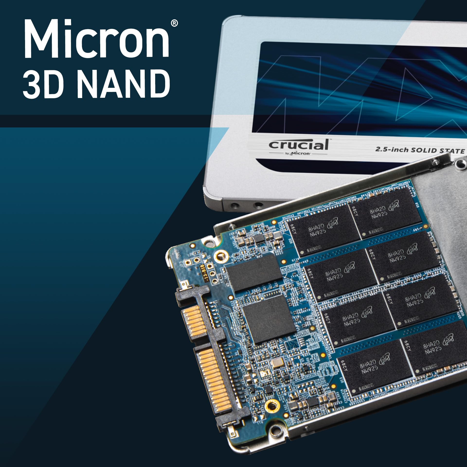 Crucial MX500 500GB 3D NAND SATA 2.5 Inch Internal SSD - Up to 560MB/s - CT500MX500SSD1