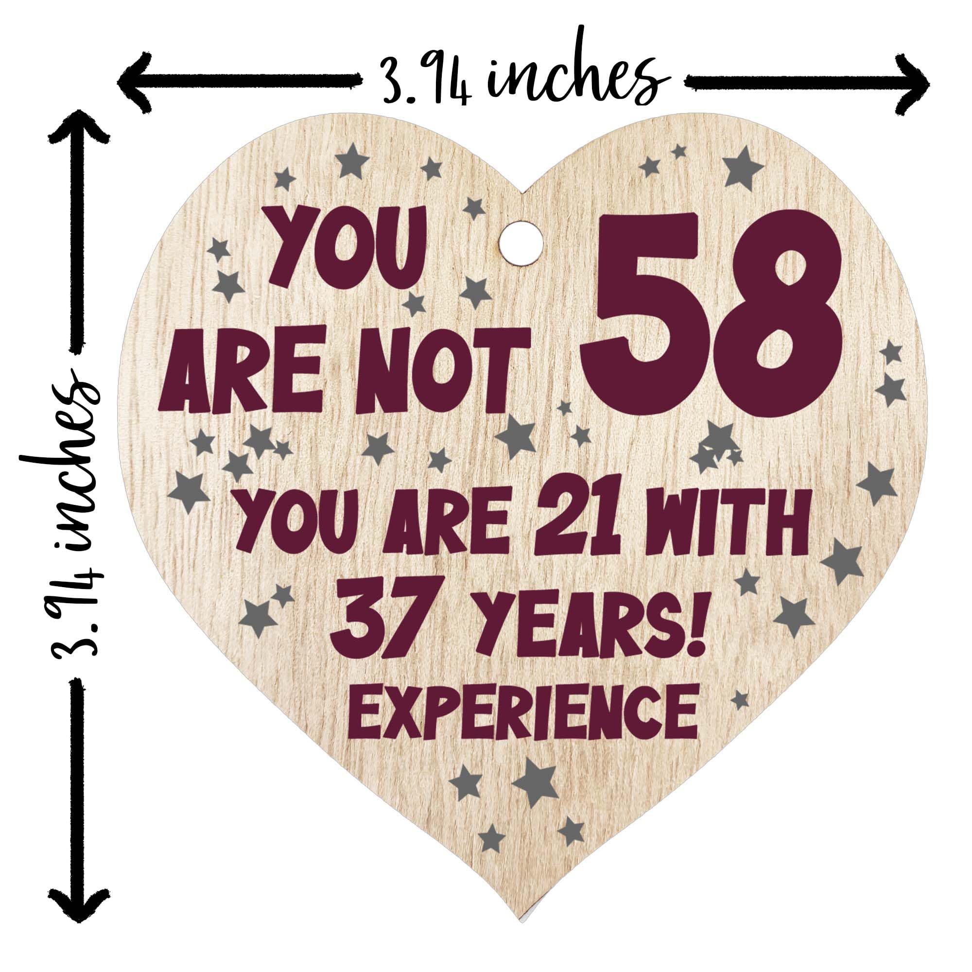 58th Birthday Gift For Women Men Wooden Heart Plaque, Light Wood Sign Keepsake, Happy Birthday Mum, Girlfriend, Dad, Husband, Wife, Boyfriend, Mum Gifts From Son, Nan, Grandad Birthday Present