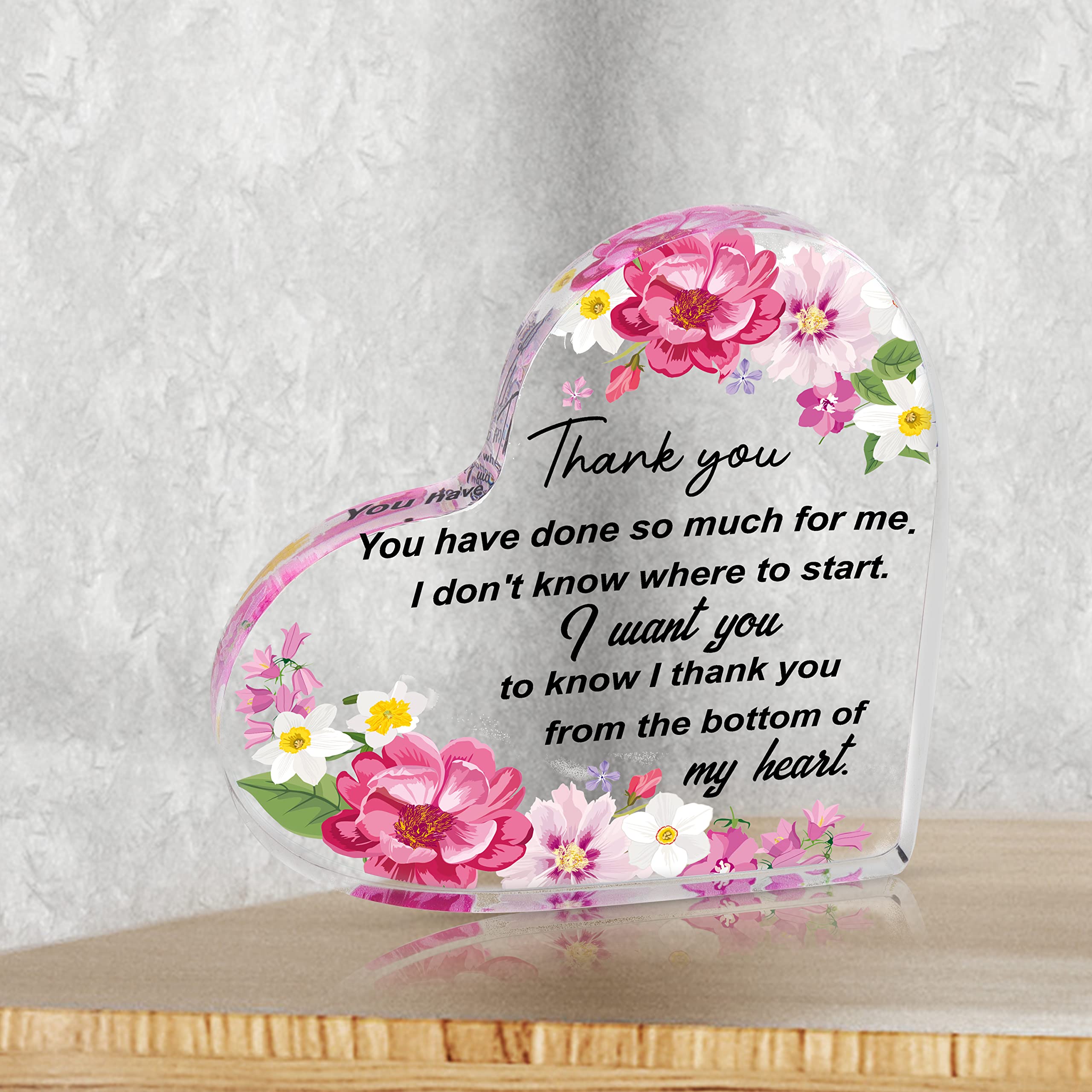 Shoppawhile Thank You Gift, Thank You Gifts for Women Men Friends Colleagues Thank You Teacher Gifts Thank You Heart-shaped Acrylic Plaque