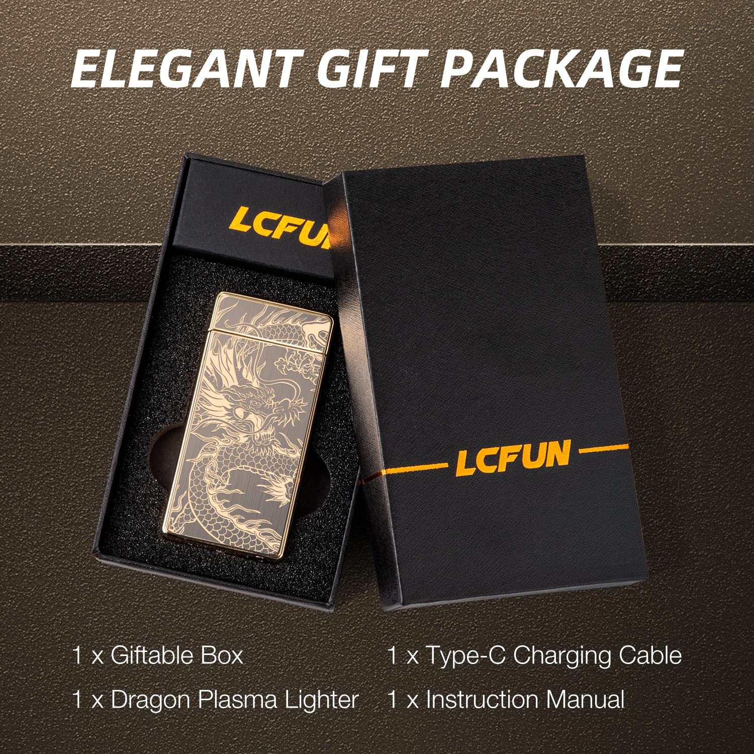 Electric Plasma Lighter with Cross X Dual Arc, USB Rechargeable Flameless Lighter with Cool Dragon Winding Pattern, Electronic Windproof Dragon Lighter, Gifts for Dad/Men (Cool Gold Dragon)