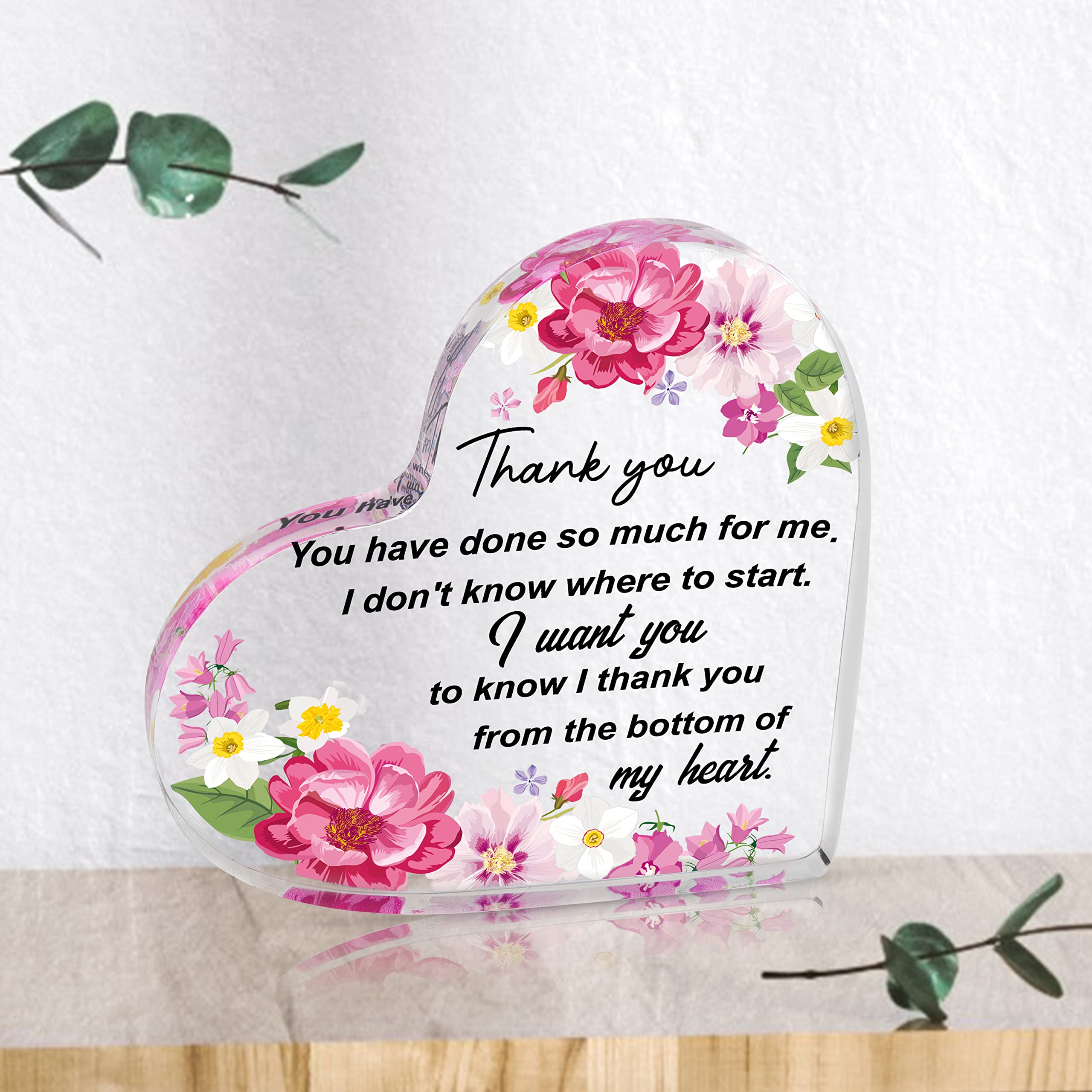 Shoppawhile Thank You Gift, Thank You Gifts for Women Men Friends Colleagues Thank You Teacher Gifts Thank You Heart-shaped Acrylic Plaque