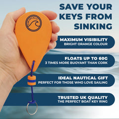 SwimCell Floating Keyring for Boat Keys. Floats 60gm in Water - 3 Times More Than A Marine Cork! Key Float Nautical Keychain Sailing Gift. Key Buoy For Action Camera & Phone Case- Orange