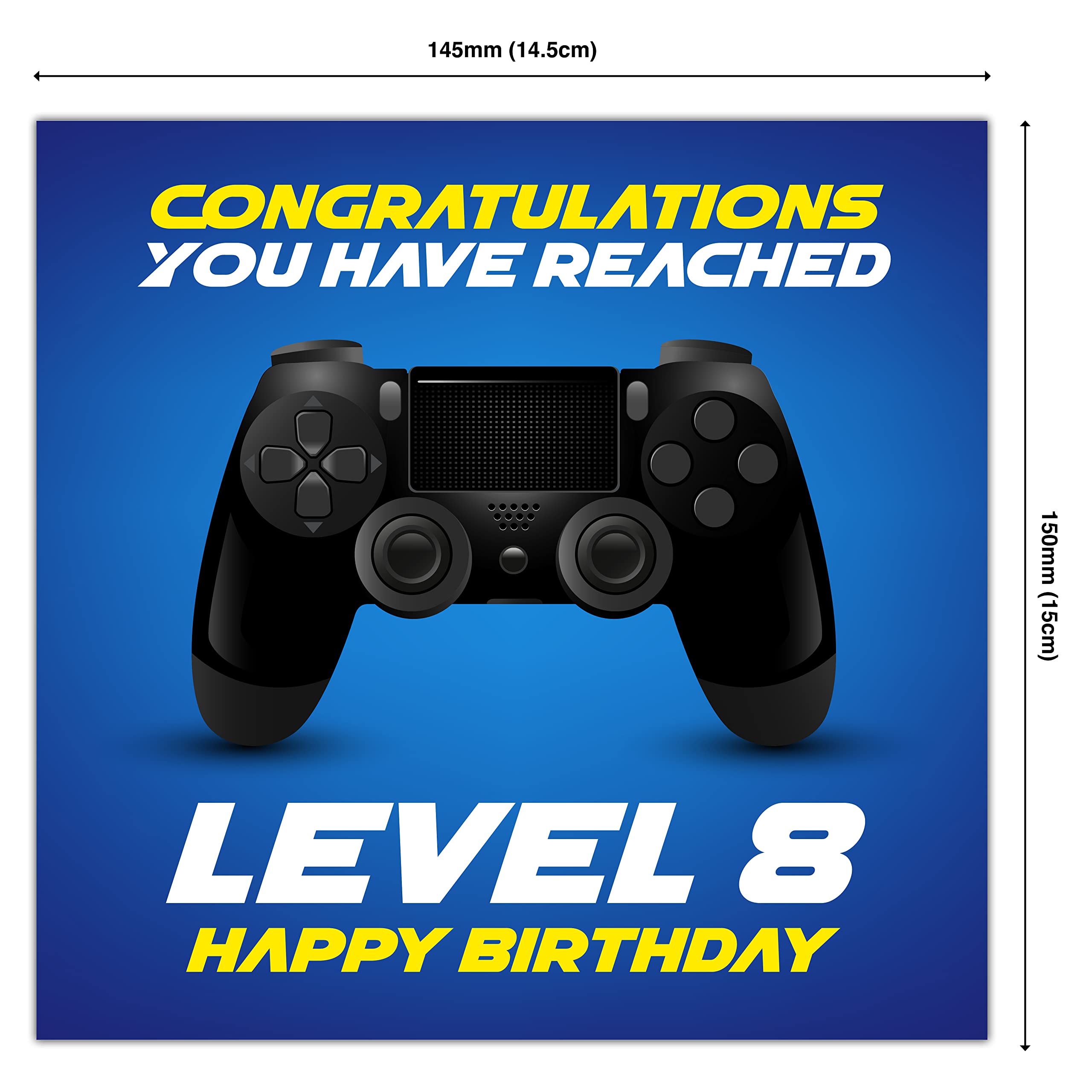 Punkcards 8th Birthday Card - Gamer Birthday Card - Congratulation You Have Reached Level 8 Happy Birthday - Birthday Cards - Age 8 Eight Eighth - Video Gaming Card