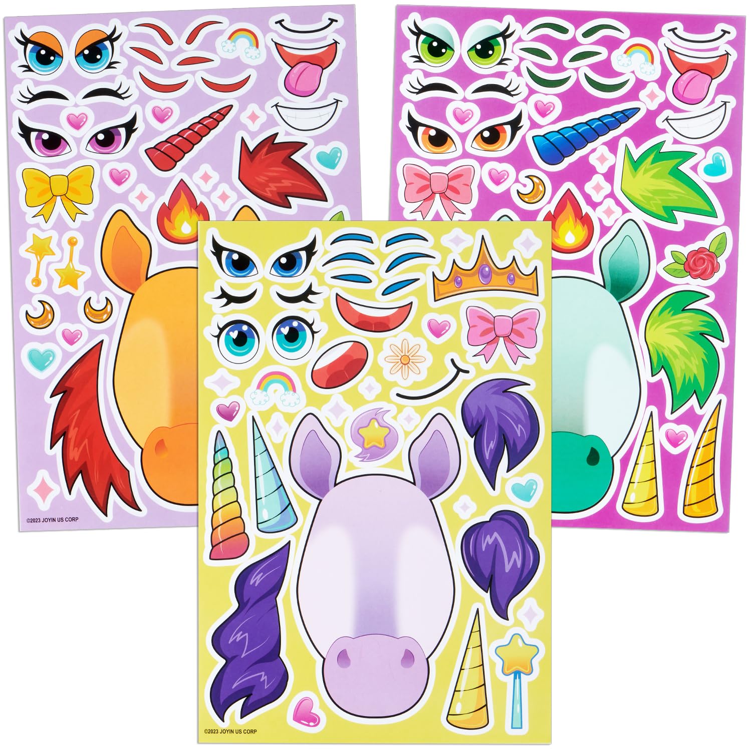 JOYIN 36 PCS Make-a-face Sticker Sheets, Make Your Own Unicorn Fantasy Animal Mix and Match Sticker Sheets for Children, Sticker Faces for Kids, Stickers for Party Bags, Kids Party Favor Supplies