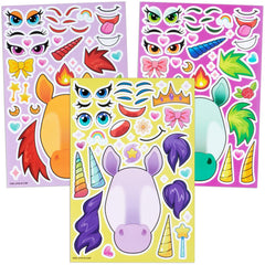 JOYIN 36 PCS Make-a-face Sticker Sheets, Make Your Own Unicorn Fantasy Animal Mix and Match Sticker Sheets for Children, Sticker Faces for Kids, Stickers for Party Bags, Kids Party Favor Supplies