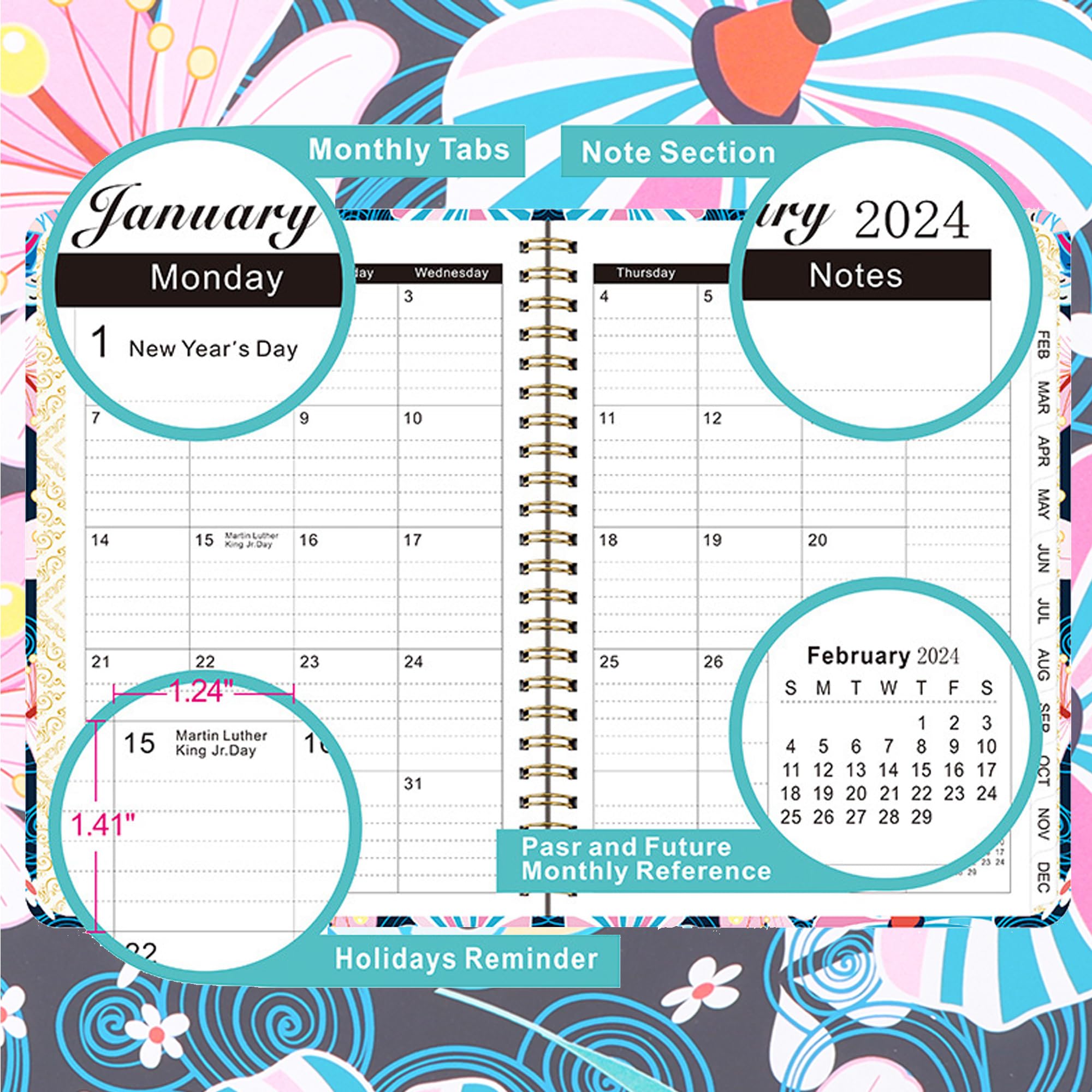 Kaket Diary 2024, A5 Daily Planner 2024, Week to View Diary with Elastic, 2024 Planners and organizer, 2024 Academic Diary (Yellow)