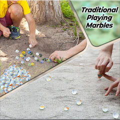 ARSUK Cat's Eye Marbles, Glass Marbles, Comes in a Bag, Protection Against Damage, Sports Toys & Outdoor (40pcs Milky Marble)