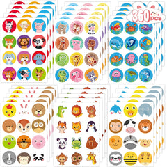 RMMD Animal Stickers 30 Sheets Cute Animal Circle Stickers for Children Animal Stickers for Cards/Envelopes/Boxes/Scrapbook Classroom Teacher Reward Stickers for Children Teachers Party Favours