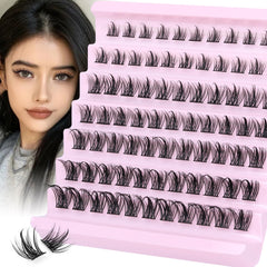 wtvane Cluster Lashes Natural Individual Eyelashes Manga Lash Clusters D Curl Eyelash Extensions 8-16MM Lashes Individual Cluster Wispy Eyelash Clusters 77pcs DIY Lash Extension at Home