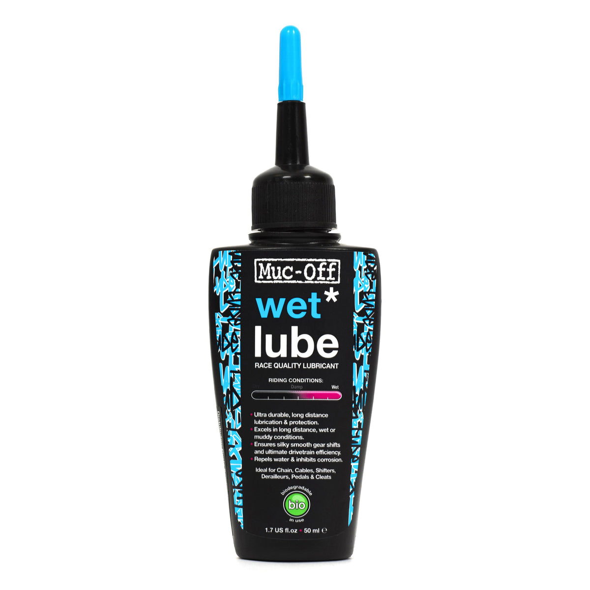 Muc-Off Wet Chain Lube, 50ml - Bike Lube, Bike Chain Oil, Chain Wax for Wet Weather Conditions - Biodegradable Bike Lubricant and Bicycle Chain Oil, Black