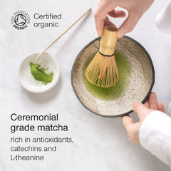 Organic Matcha Green Tea Powder - Ceremonial Grade - 120g (120 servings) - Premium Matcha Tea Powder - Certified Organic by The Soil Association - 100% Pure Stone Ground Tea Leaves - Vegan