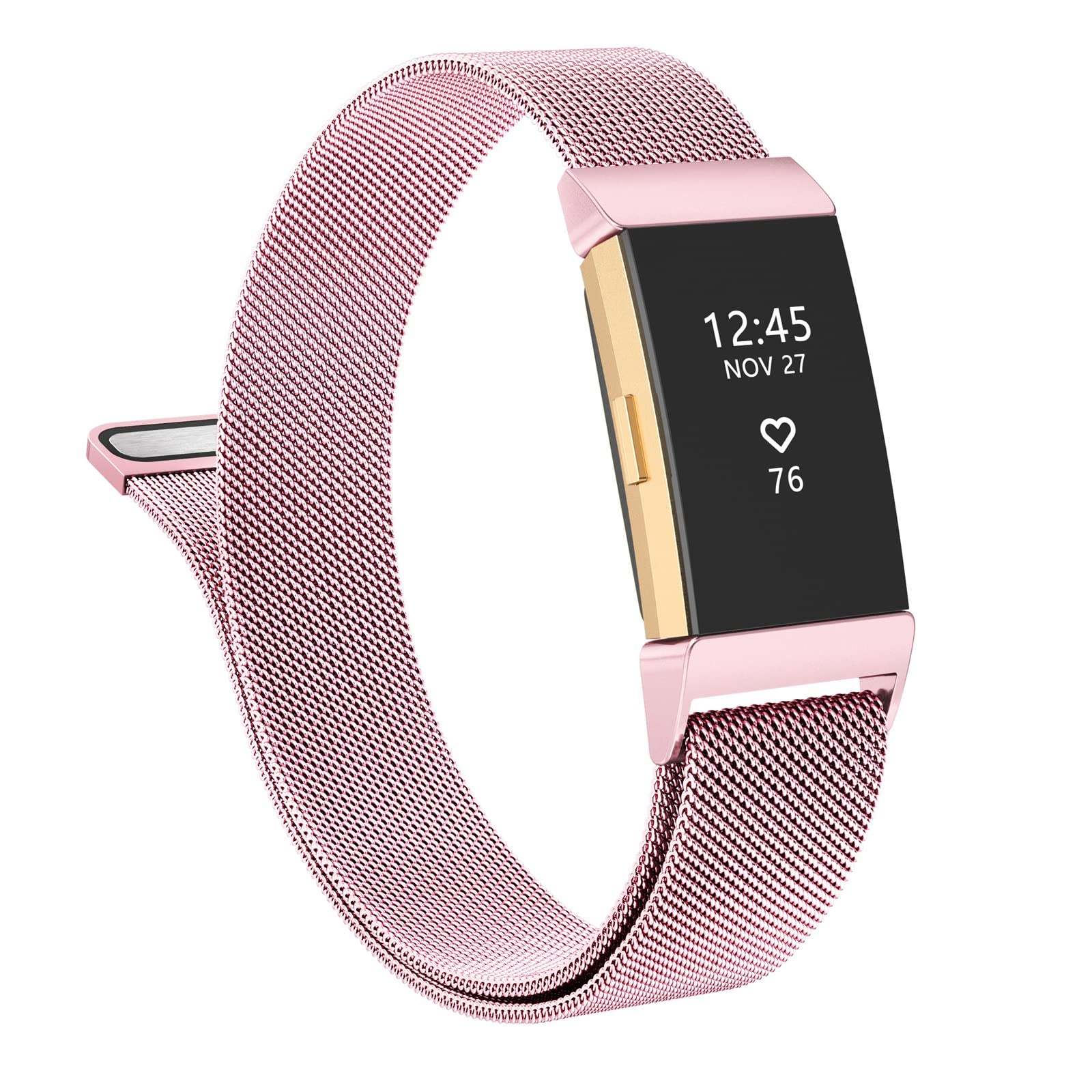 Oumida for Fitbit Charge 2 Straps for Women Men,Replacement Metal Strap for Fitbit Charge 2 Replacement Strap, Adjustable Wristbands with Magnet Lock for Fitbit Charge 2(Rose,S)