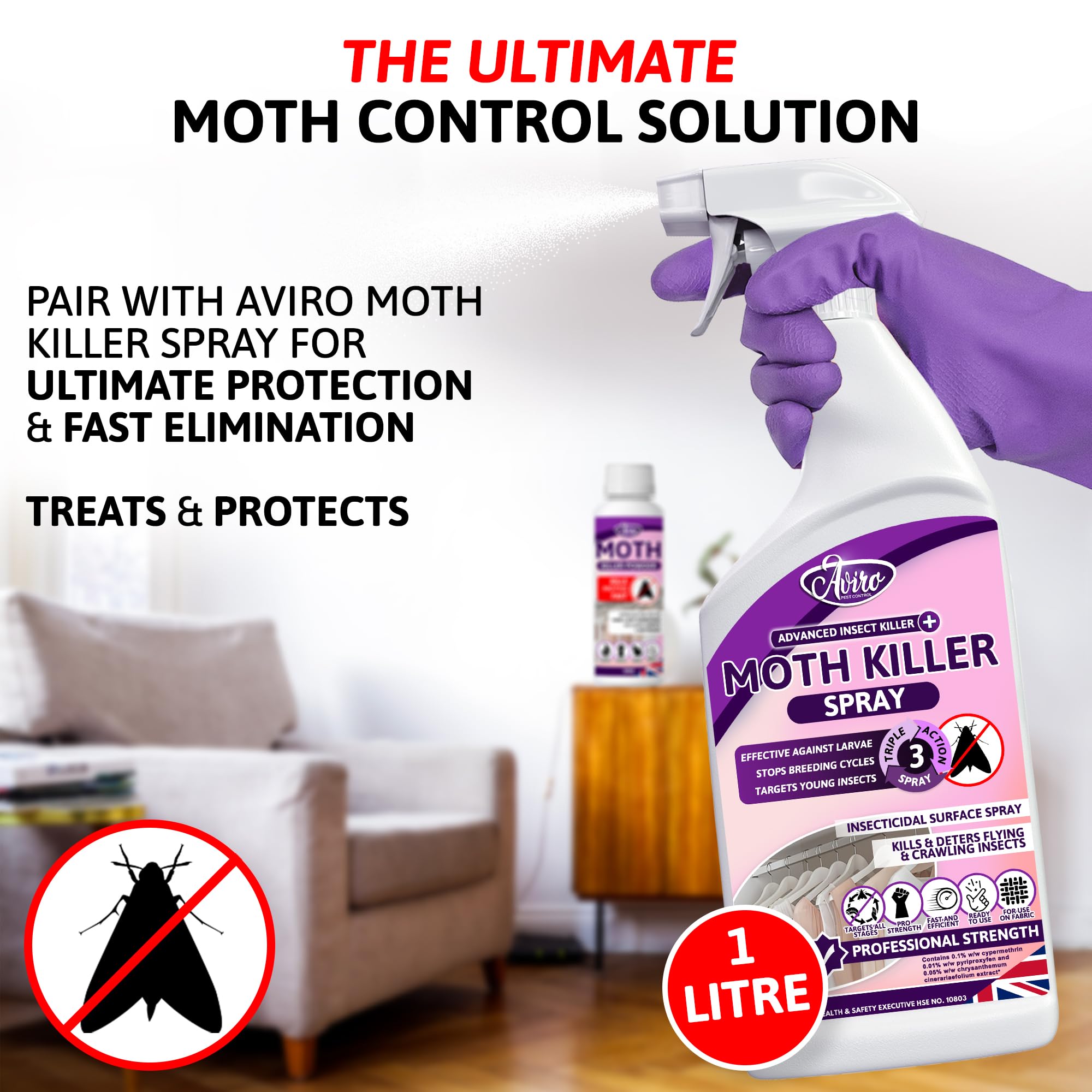 Aviro Moth Repellent for Wardrobes - 6 Moth Killer Hangers with Natural Lavender Scent. Highly Effective Moth Killer for Wardrobes, Drawers and Clothes Storage. Easy to Use Moth Repellent for Clothes