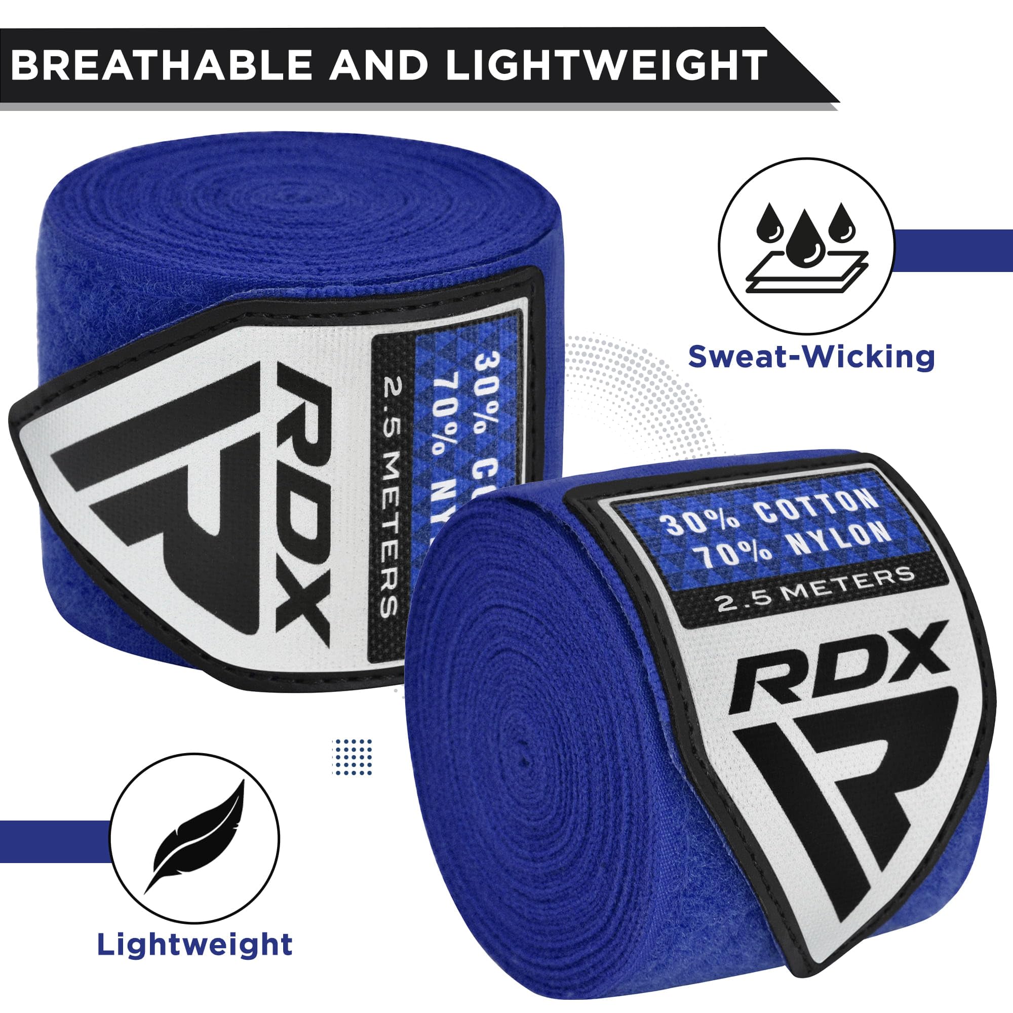 RDX Boxing Wraps Kids 2.5M Inner Gloves, Elasticated Thumb Loop Bandages, Junior Under Mitts Hand Fist