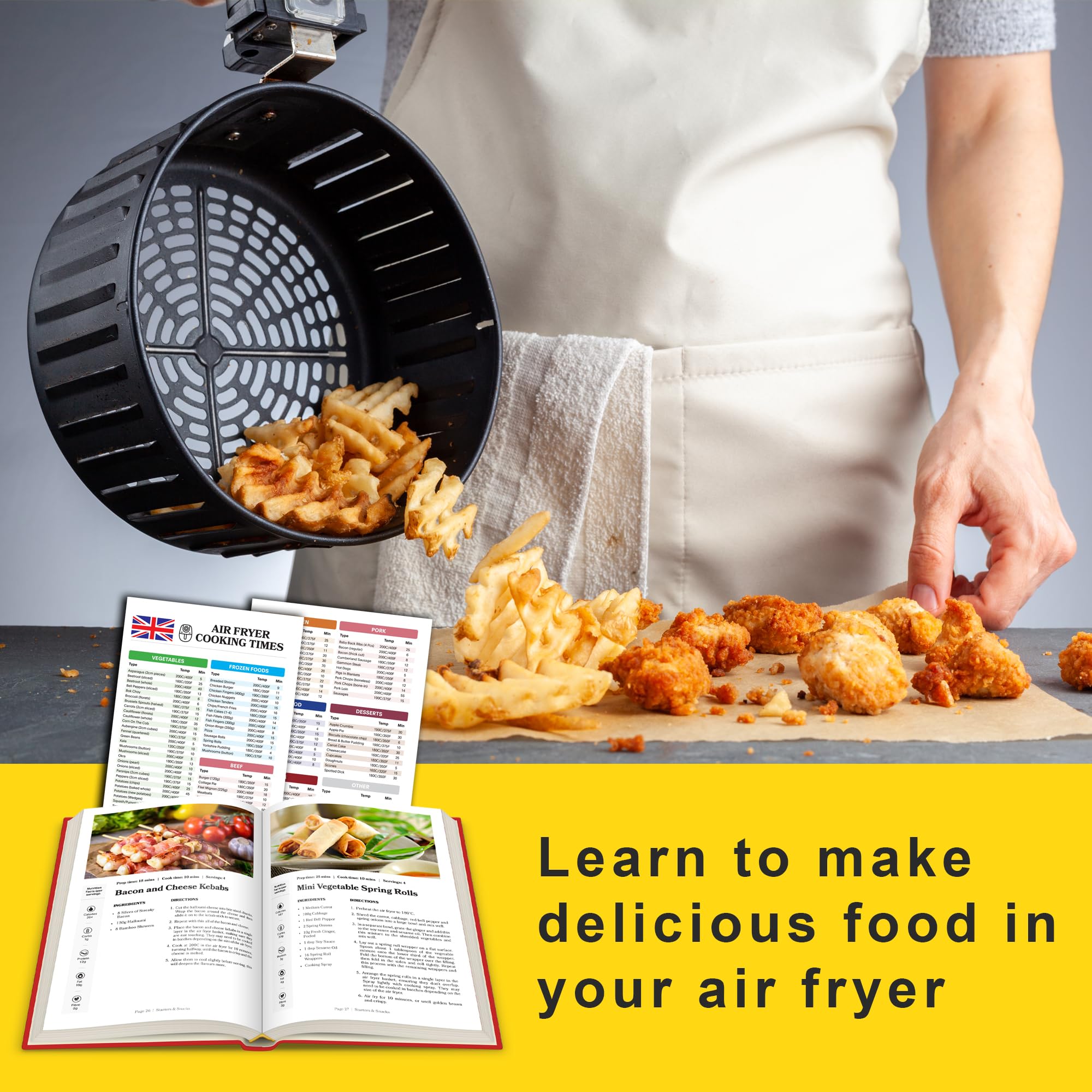 Air Fryer Recipe Book For Beginners UK - This Airfryer Cookbook Includes 2x Air Fryer Cooking Guides. Cook Healthy & Tasty Meals In Your Tefal Air Fryer, Ninja Air Fryer or Tower Air Fryer