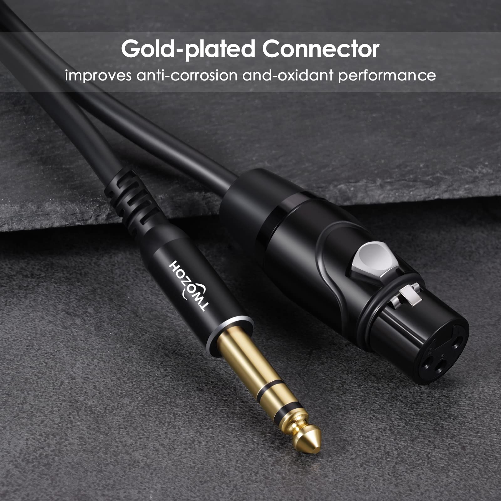 Twozoh XLR Female to 6.35mm (1/4 Inch) Male TRS Cable 3M, Quarter Inch Jack TRS balanced to XLR Microphone Cable (Profesional/HiFi)