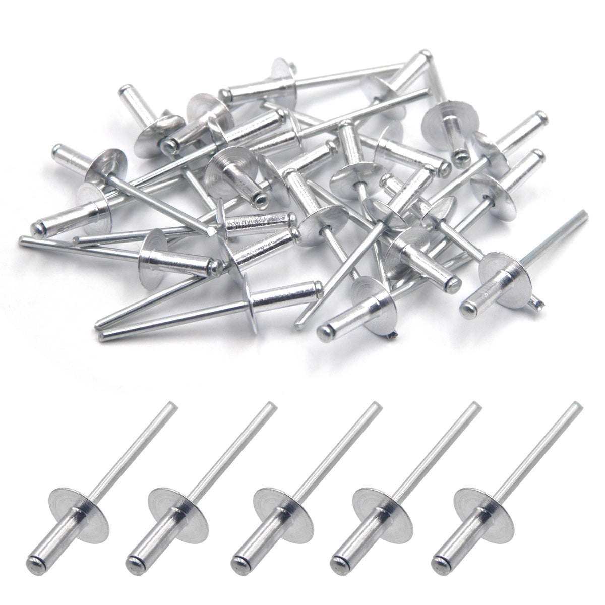 BESTYCHAO 50pcs Aluminum Blind Rivets with Large Flange 4mm x 12mm, Pack of 50 (Sliver)