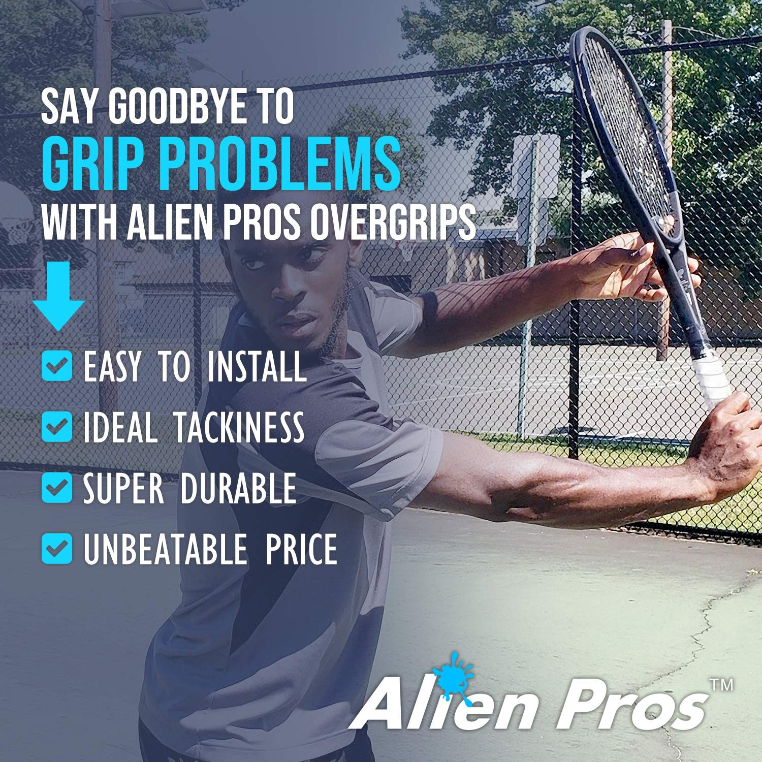 Alien Pros Tennis Racket Grip Tape (6 Grips) – Precut and Light Tac Feel Tennis Grip – Tennis Overgrip Grip Tape Tennis Racket – Wrap Your Racquet for High Performance (6 Grips, White)