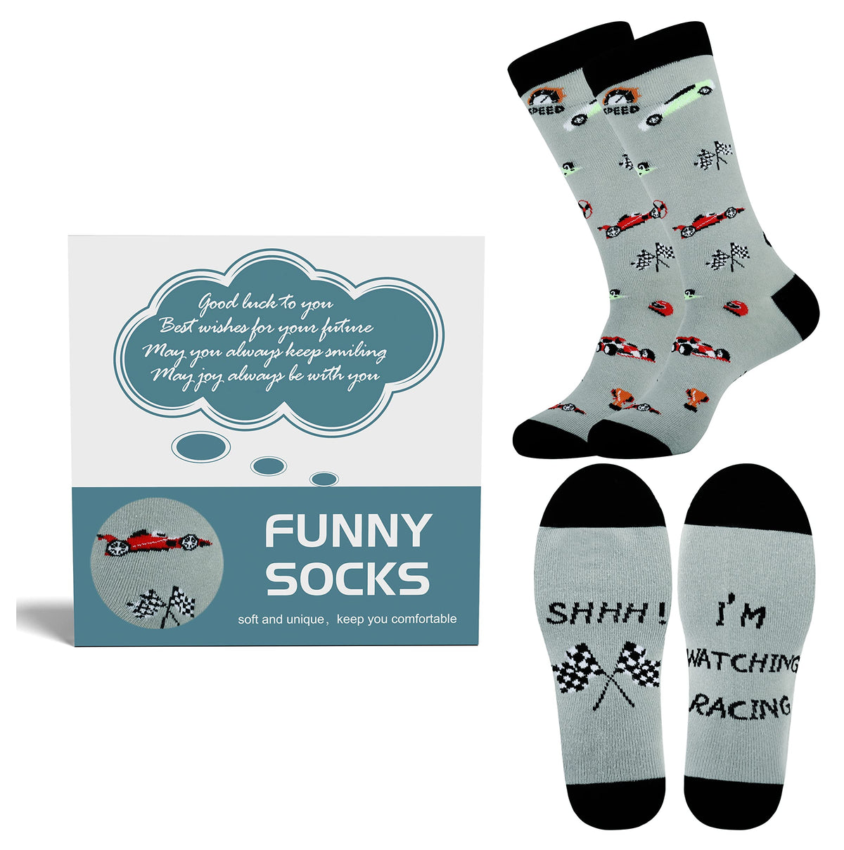 Belloxis Formula 1 Gifts for Men Formula 1 Socks Funny Funky Socks Calf Socks Cotton Socks If You Can Read This Socks