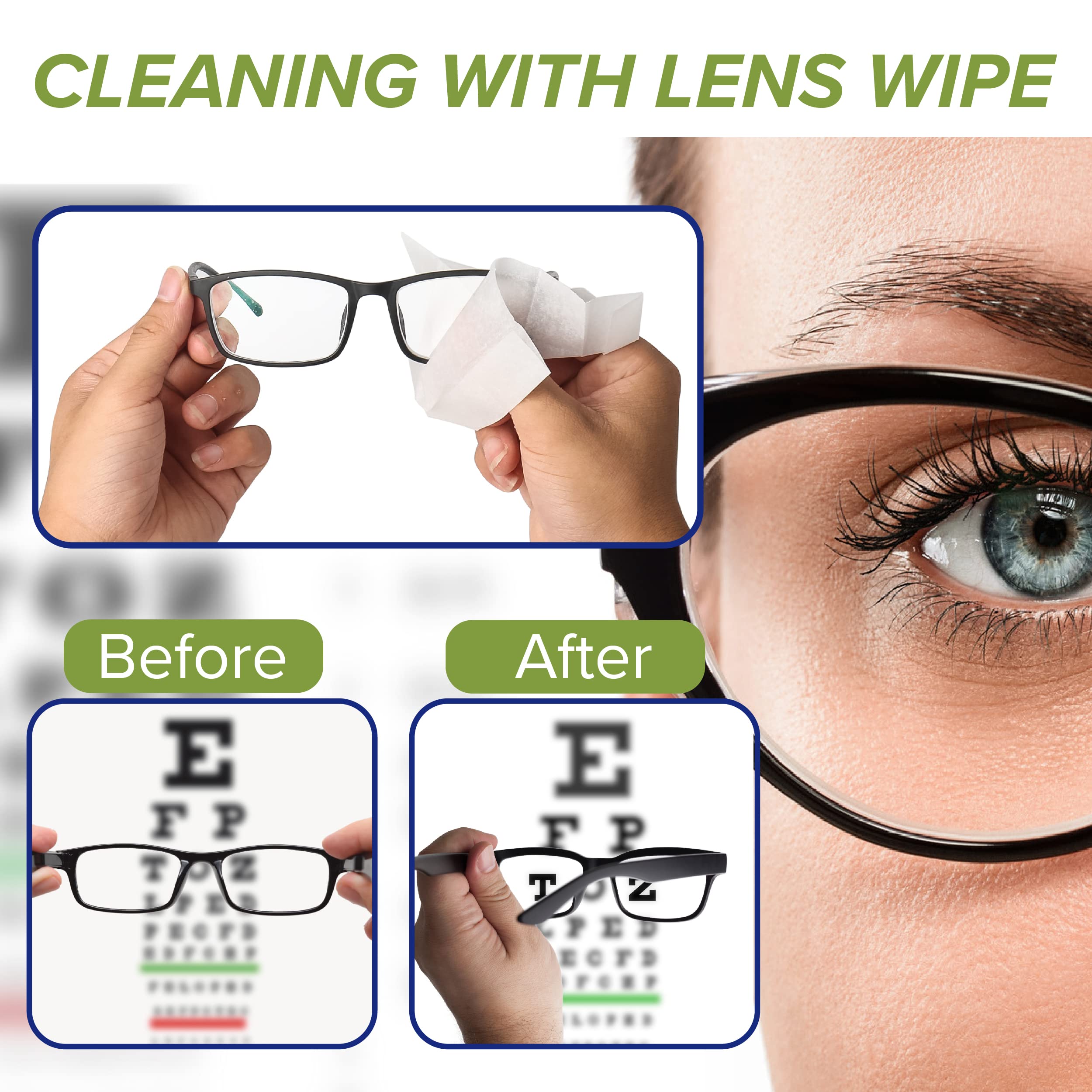 Glasses Cleaner Wipes 72 Individually Wrapped Lens Wipes Multipurpose Suitable for Spectacle Lenses, Cameras, Binoculars, Mirrors, Screens, Optical and Electronic Devices