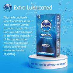 Skins Natural Condoms Big Box – Skins Condoms Bulk Pack 100 with Extra Lubrication for Extra Safety & Greater Satisfaction