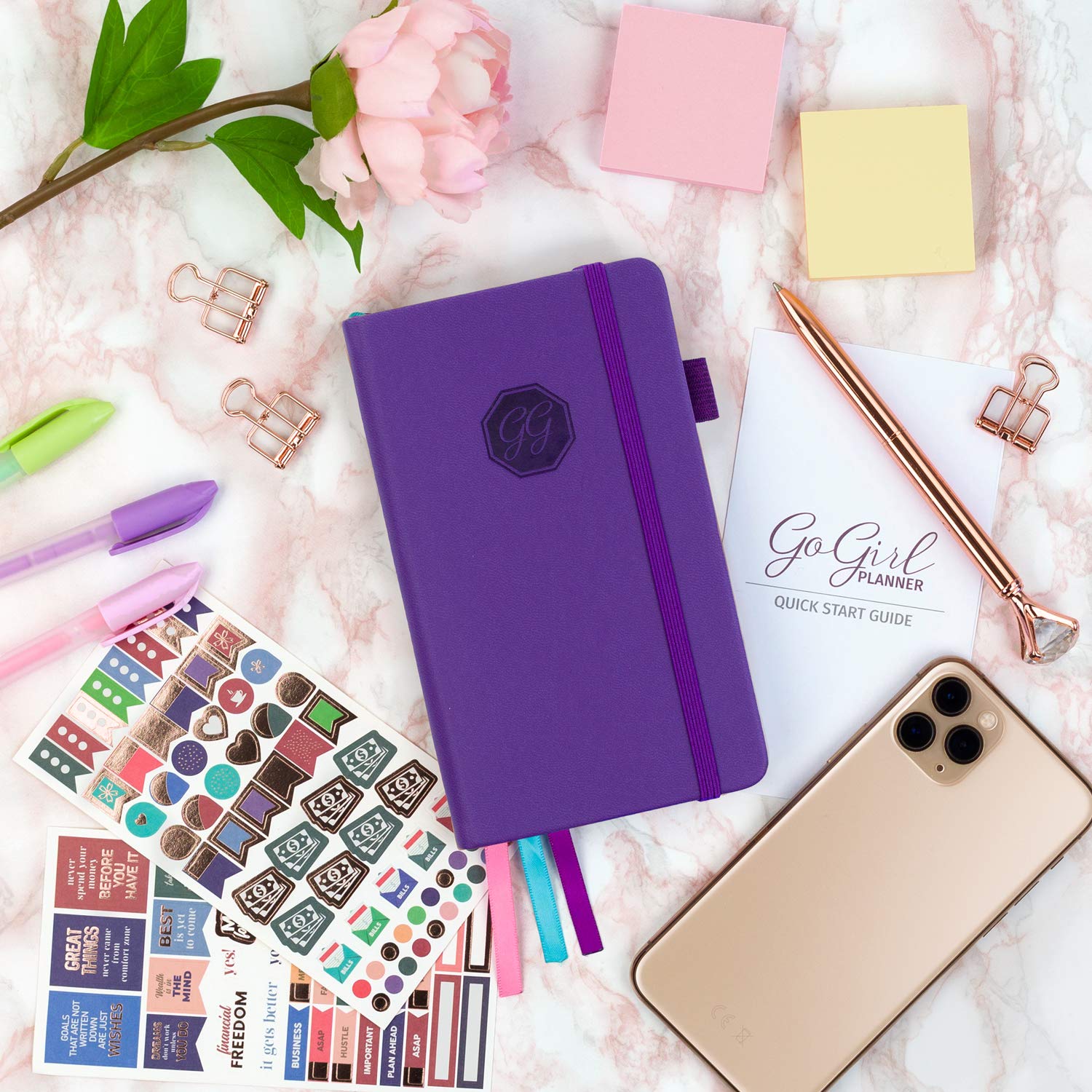 GoGirl Planner and Organizer for Women – Pocket Weekly Planner, Goals Journal & Agenda for Time Management & Productivity. Undated (Purple)