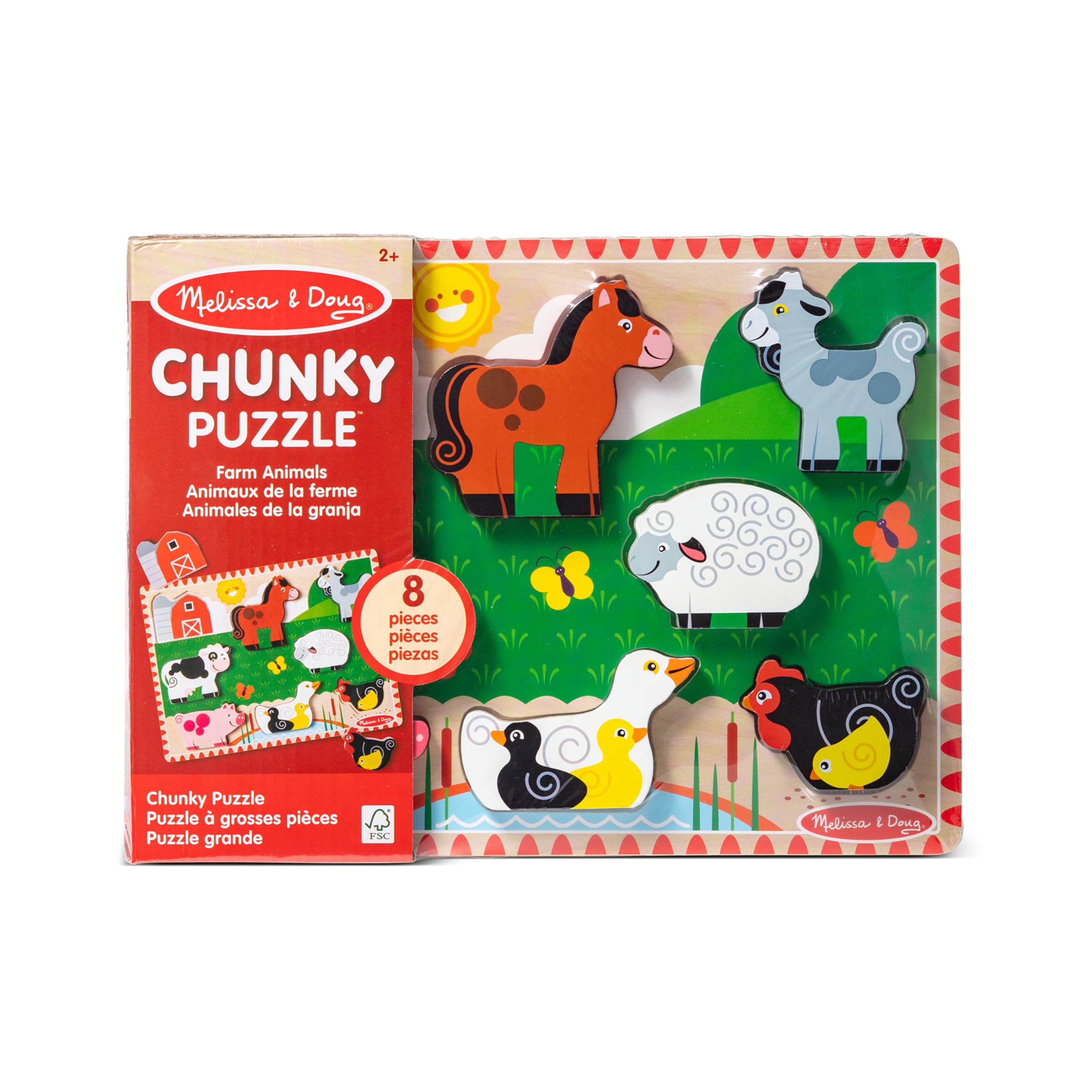 Melissa & Doug 13723 Farm Chunky Puzzle   Puzzles   Wooden Toy   2and   Gift for Boy or Girl, Multicolor, 2.54 cm*30.48 cm*23.368 cm