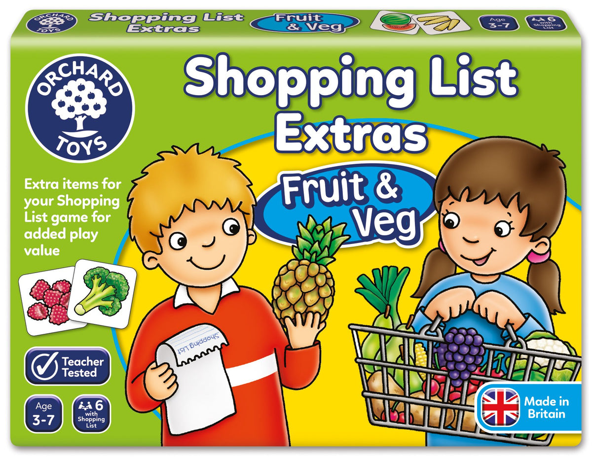 Orchard Toys Shopping List Extras Pack - Fruit & Veg Educational Game for Kids, Add On Pack to Shopping List, Age 3-7, Toddlers.