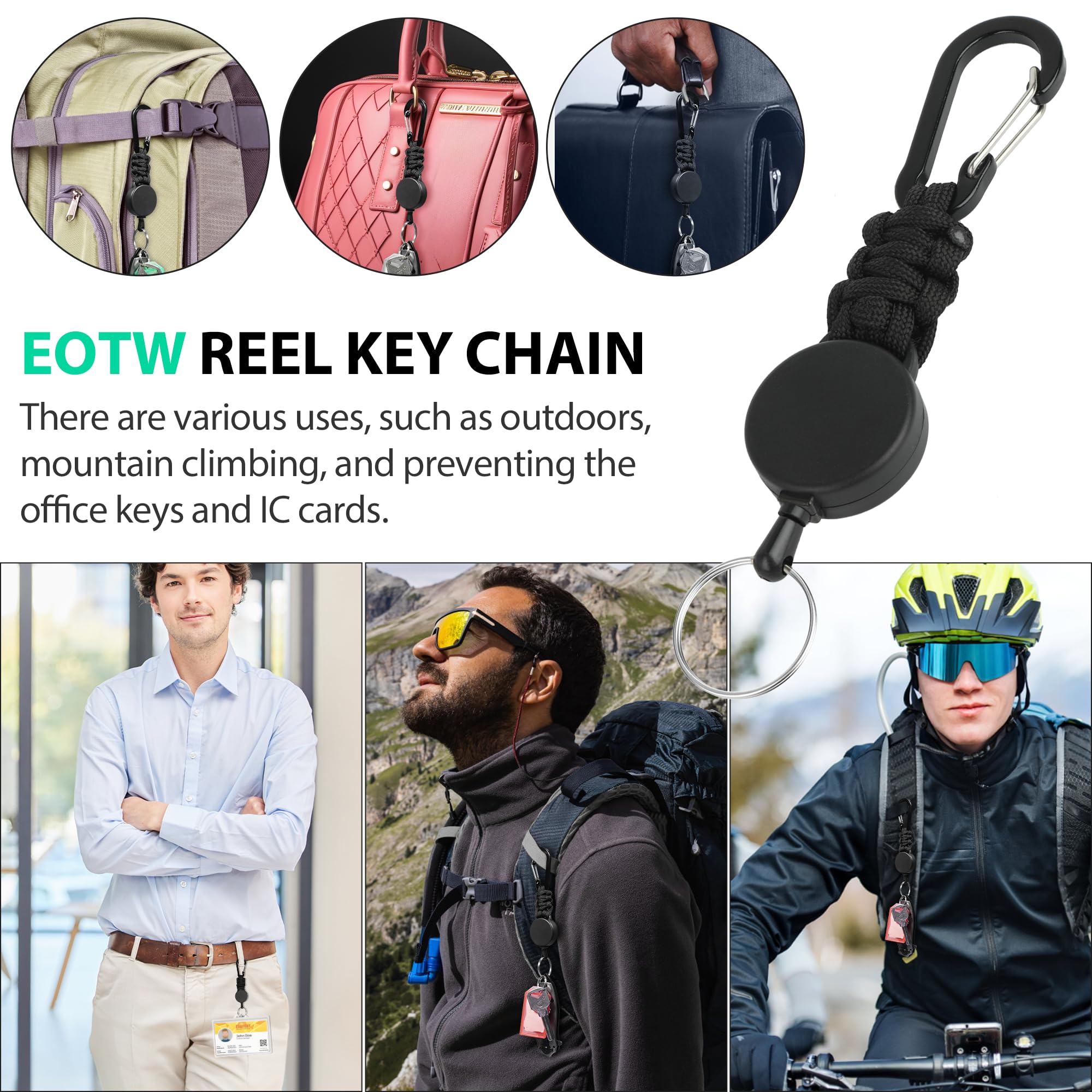 EOTW Retractable Keyring Keychain, 2pc Extender Retractable Badge Reels Key Chain Holder Lanyard Clip Heavy Duty Key Lanyard Clip Belt