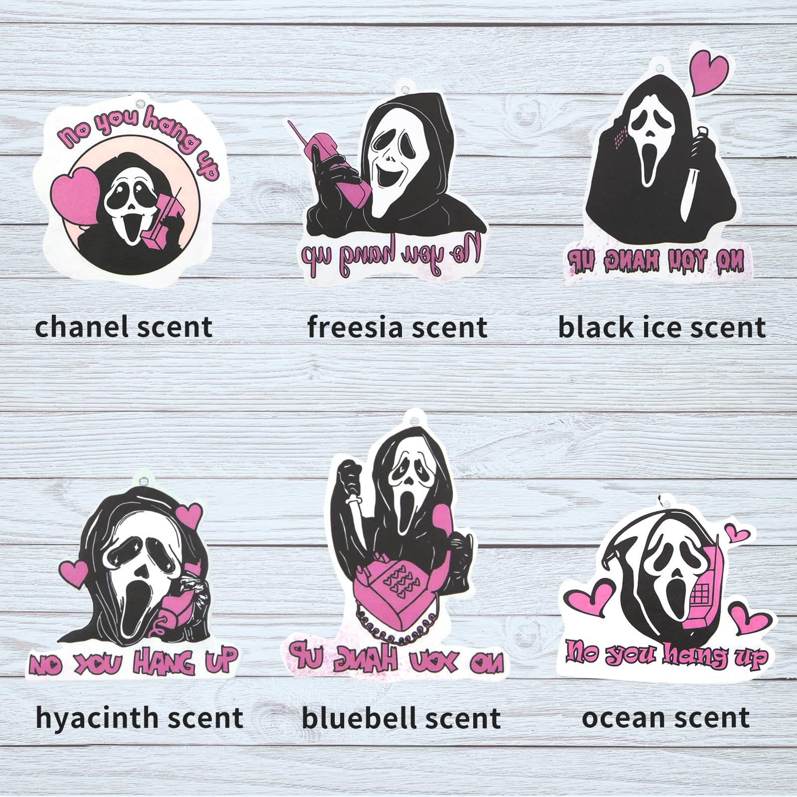 OBEST Car Air Fresheners, Hanging Freshener Perfume Pink Ghost Halloween Interior Accessories for Car Home Office Boat Caravan, New Car Scent Diffuser Gifts for Women Men (6 pcs)